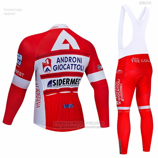 2019 Abbigliamento Ciclismo Androni Giocattoli Rosso Bianco Manica Lunga e Salopette